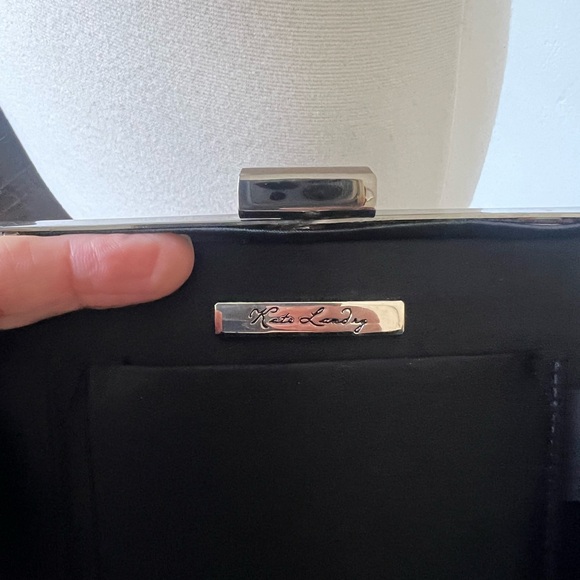 Kate Landry Black Quilted Satin and Pewter Crossbody Or Clutch Bag - Picture 6 of 7